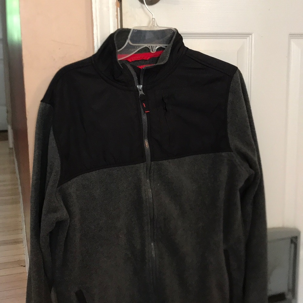 Mens Medium Aeropostale Gray Fleece Light Jacket